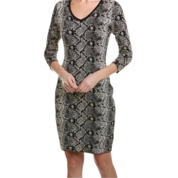 Nanette Lepore Sweater Dress Medium Snake Animal Print Neutral - Picture 2 of 14